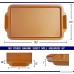 E4U Copper Kitchen Cookie Sheet - Ceramic Baking Pans - 18 x 11 Deep Dish Carbon Steel Bakeware with Silicone Handles and Bonus Whisk Set (2) - B07DFVDGP6
